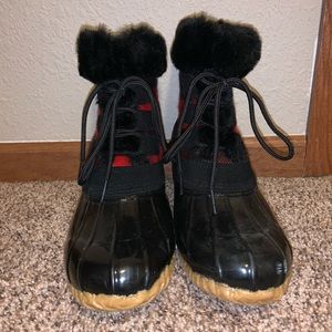 Bass Faux Fur & Plaid winter boots